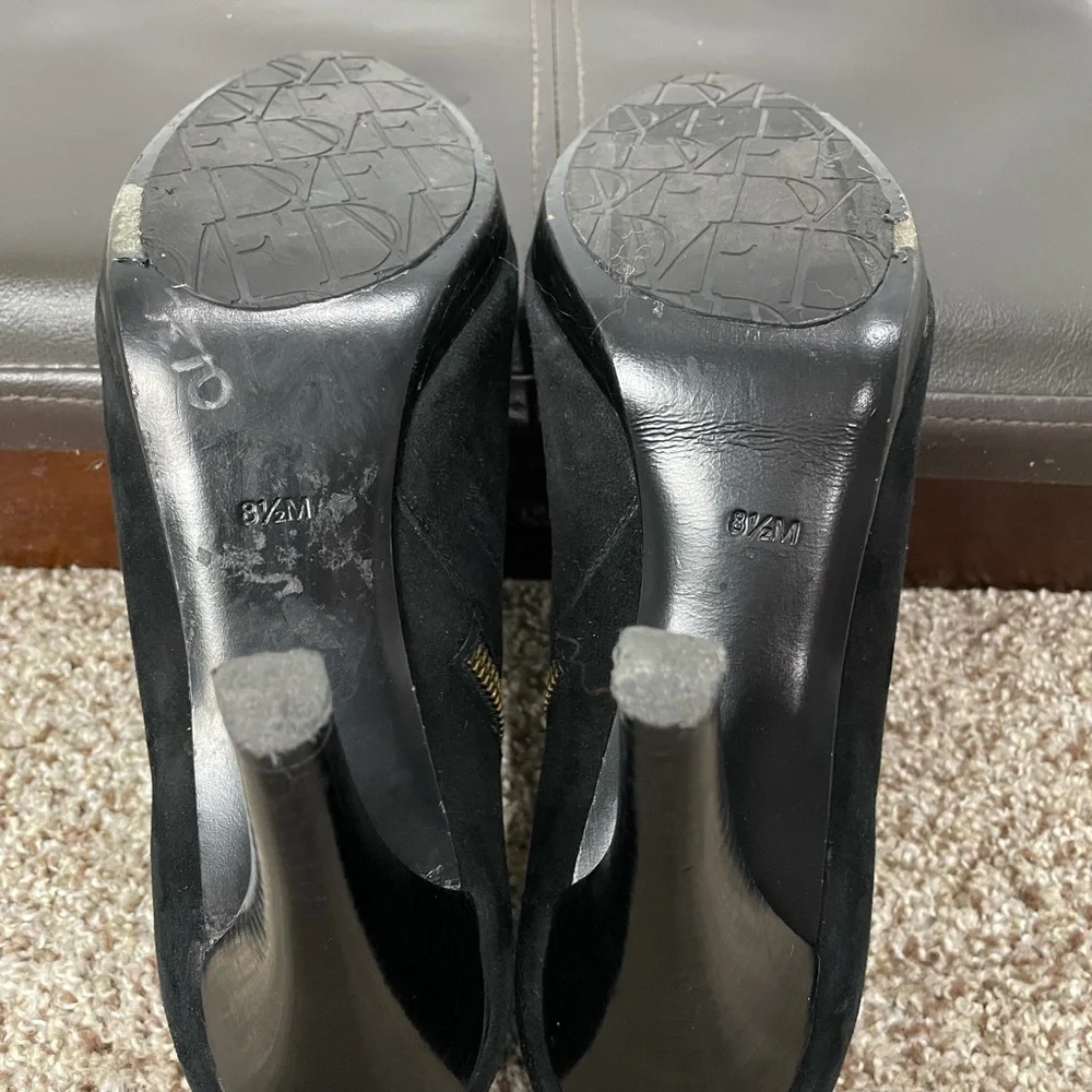DVF Black Suede Heeled Booties Size 8 1/2